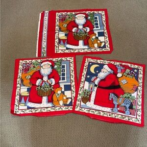 Vintage Susan Winget Red Santa Christmas Pillow Tops